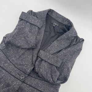 Twenty One Womens Gray Textured Blazer Jacket 3/4 Sleeve Button Front L Y2k Boho